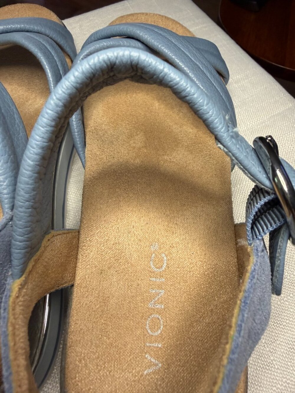 Vionic Reyna Leather Platform Slingback Sandals Light Blue Women's Size 9 - Picture 12 of 12